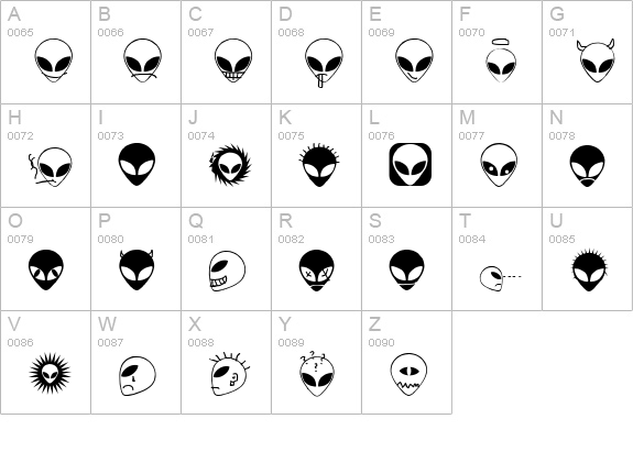 Alienator uppercase A-Z preview