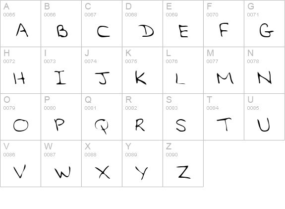 AlinasHand Regular uppercase A-Z preview