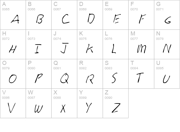 AlisonsHand Regular uppercase A-Z preview