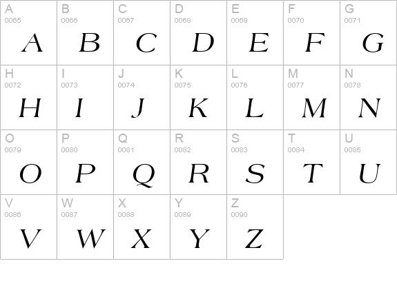 Almeria-Italic uppercase A-Z preview