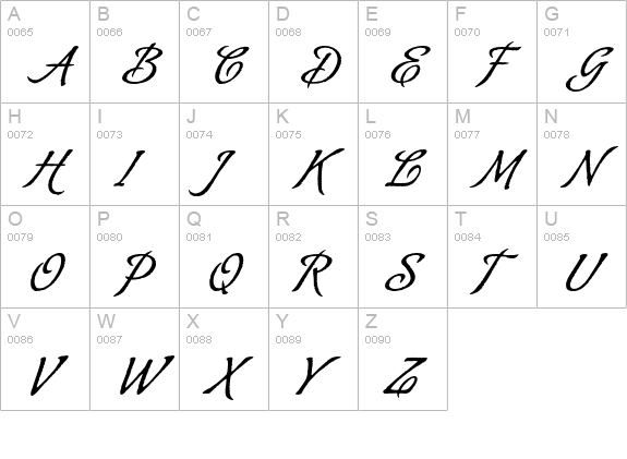 Almond Script Alt uppercase A-Z preview