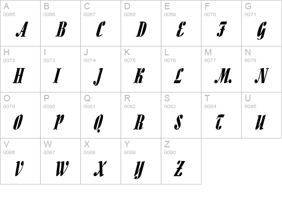 Aloe-Condensed Italic uppercase A-Z preview