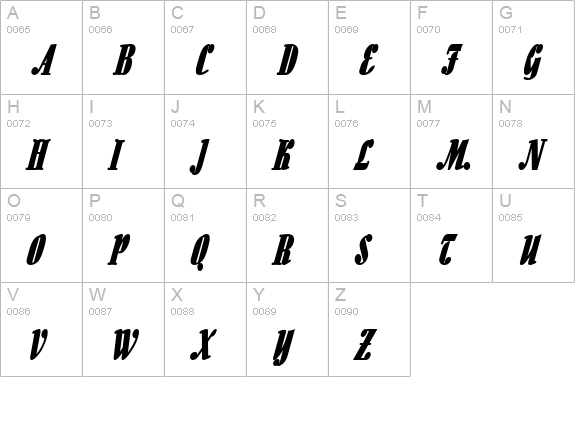 Aloe Thin BoldItalic uppercase A-Z preview