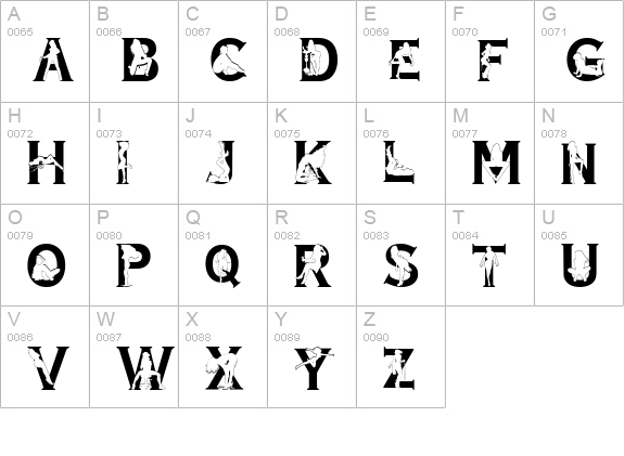 Alpha Silouettes 3  uppercase A-Z preview