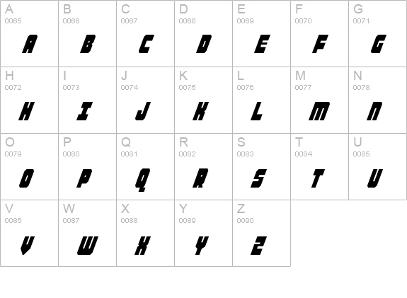 Alpha Taurus CondItalic uppercase A-Z preview
