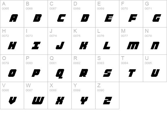 Alpha Taurus Expanded Italic uppercase A-Z preview