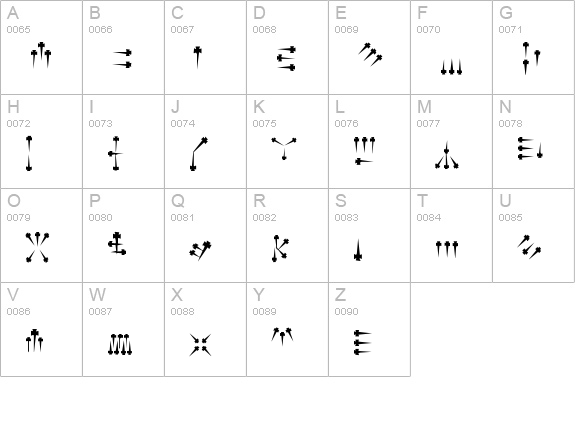 Alphabet of Daggers uppercase A-Z preview