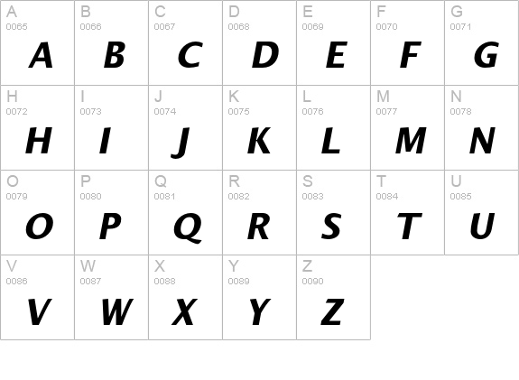 Alphabet2-BoldItalic uppercase A-Z preview