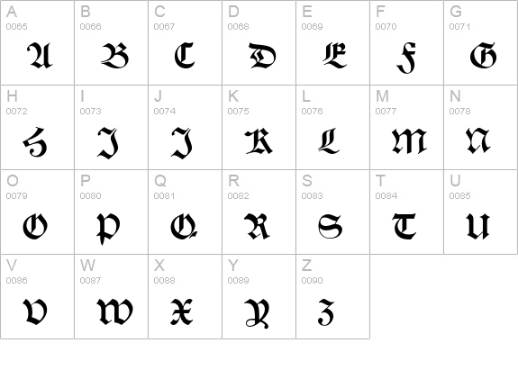 Alte Schwabacher D uppercase A-Z preview
