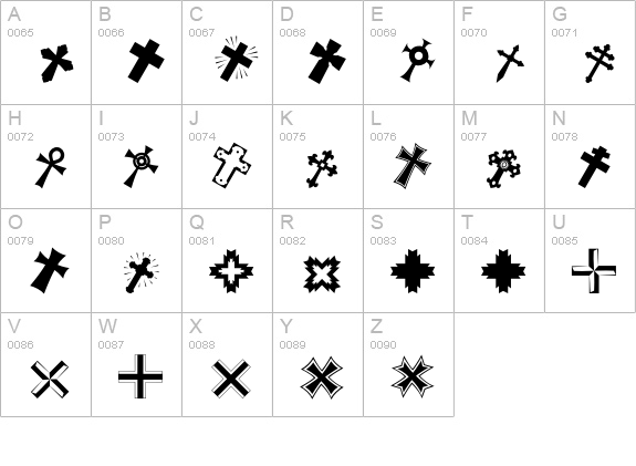 AltemusCrosses uppercase A-Z preview