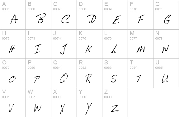 AlvinsHand Regular uppercase A-Z preview