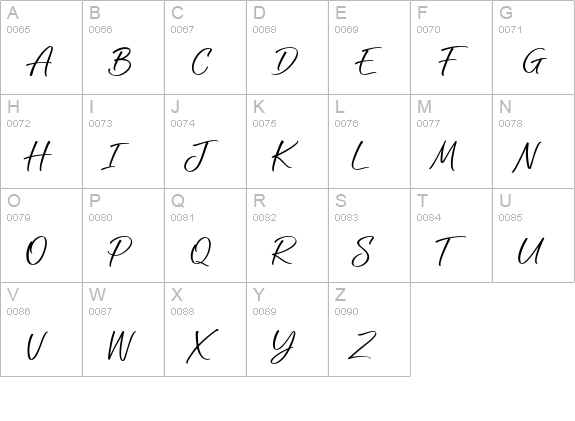 Amabillis Handwritten Font uppercase A-Z preview