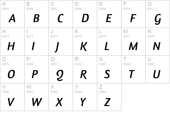 Amaranth Italic uppercase A-Z preview