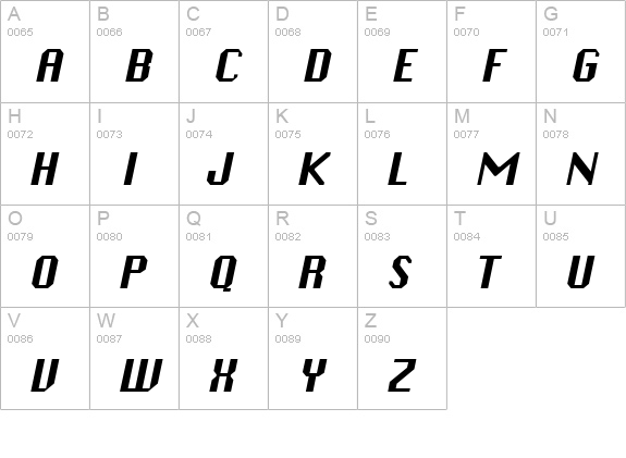 Ambush-Extended Italic uppercase A-Z preview