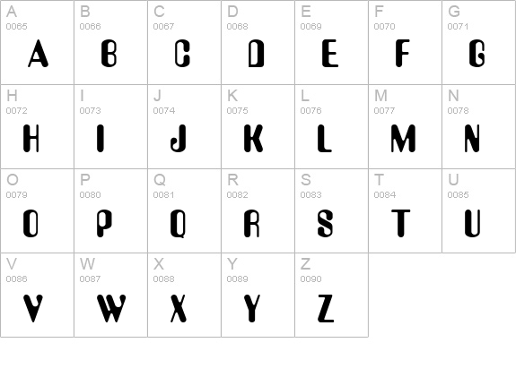Amelia ICG uppercase A-Z preview