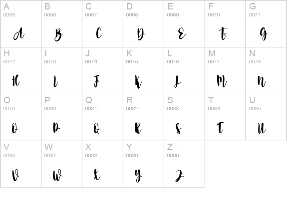 Amellia uppercase A-Z preview