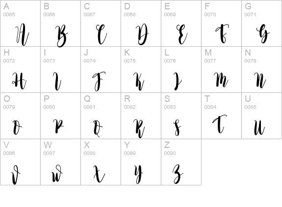 Amellinda uppercase A-Z preview