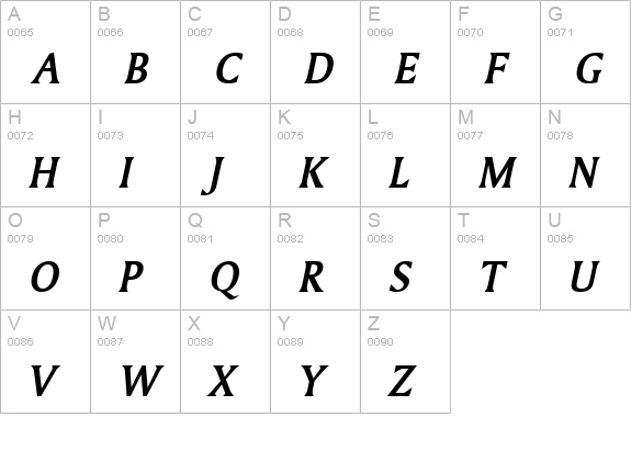 Ameretto Bold Italic uppercase A-Z preview