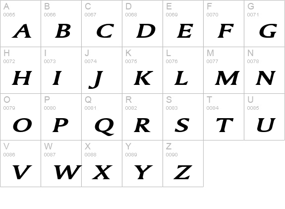 Ameretto Extended BoldItalic uppercase A-Z preview