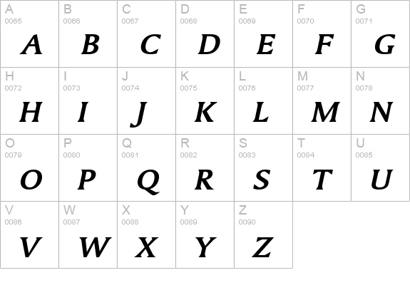 Ameretto Wide BoldItalic uppercase A-Z preview