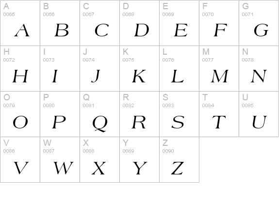 American Classic Italic uppercase A-Z preview