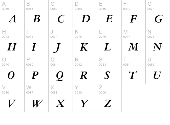 American Garamond Bold Italic uppercase A-Z preview