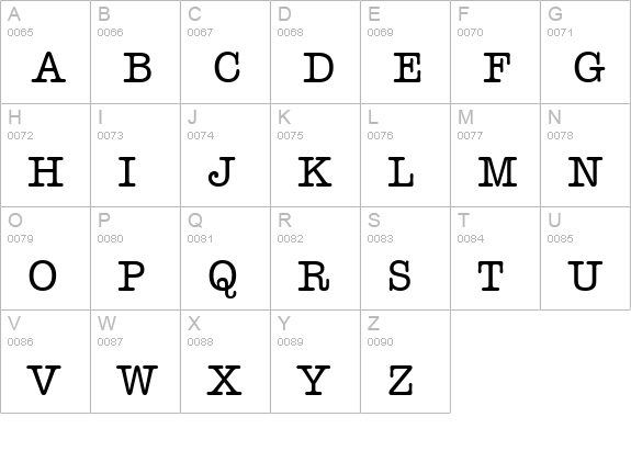 American Typewriter Medium BT uppercase A-Z preview