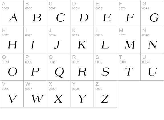 Americana T Regular Italic uppercase A-Z preview