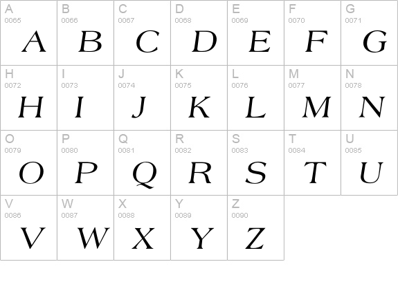 AmericanaItalic uppercase A-Z preview