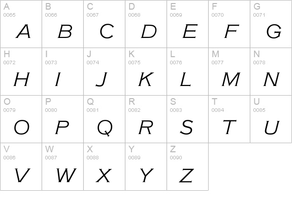 AmericanGothic-LightItalic uppercase A-Z preview