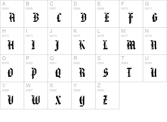 AmericanTextOpti uppercase A-Z preview
