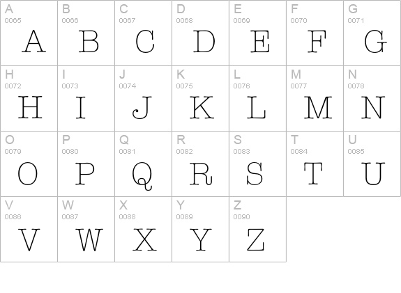 AmericanTypeLight uppercase A-Z preview