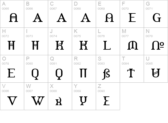 Amerika Alternates uppercase A-Z preview