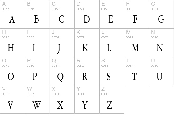 Amery Condensed Normal uppercase A-Z preview