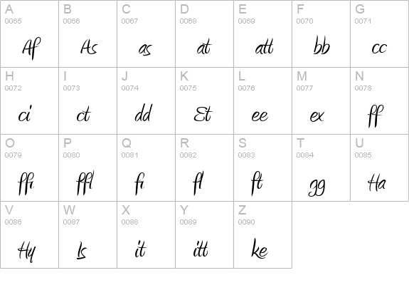 Amienne Ligatures uppercase A-Z preview