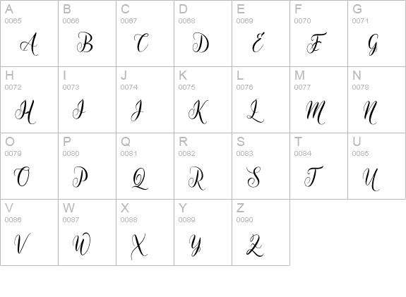 Amigirl Script uppercase A-Z preview