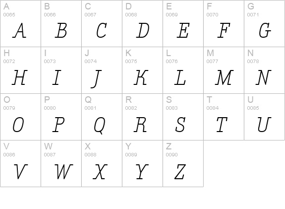 AmintaItalic uppercase A-Z preview
