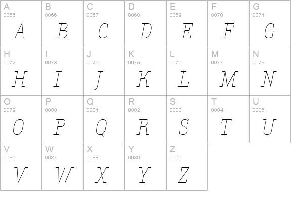 AmintaLightItalic uppercase A-Z preview