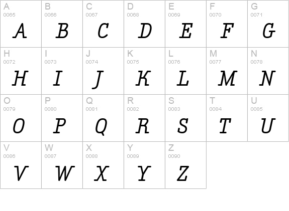 AmintaMediumItalic uppercase A-Z preview