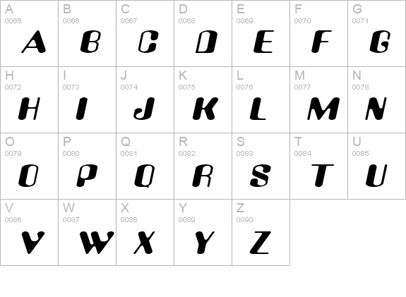 Amos Extended Italic uppercase A-Z preview