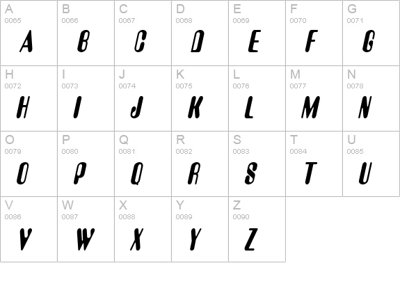 Amos Thin BoldItalic uppercase A-Z preview