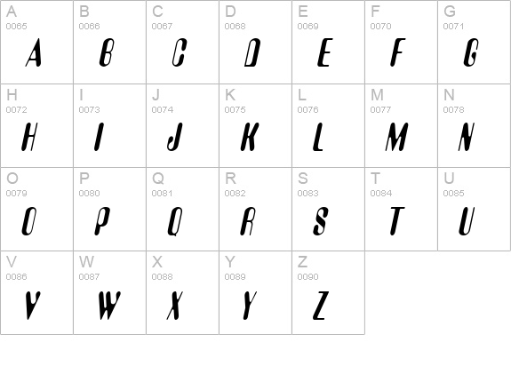 Amos Thin Italic uppercase A-Z preview