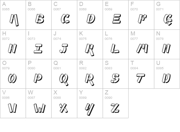 Ampad 3D Regular uppercase A-Z preview
