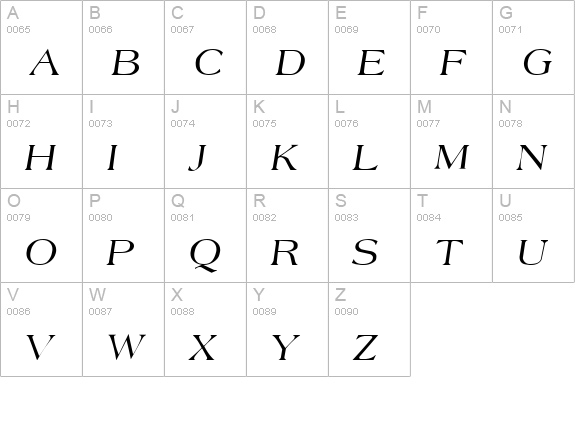 Amphion Italic uppercase A-Z preview