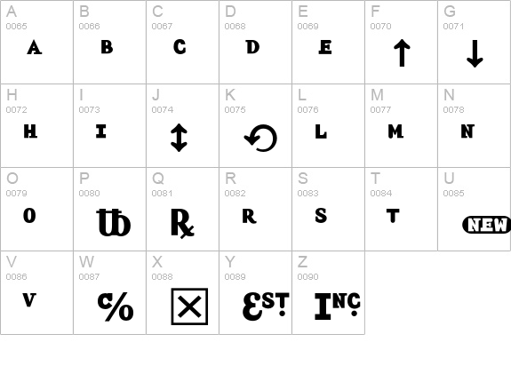 AmplifierBoldExtensions uppercase A-Z preview