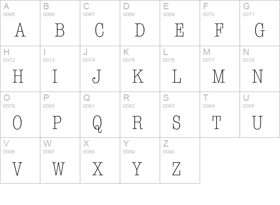 AmTypewriterEF-LightCond uppercase A-Z preview