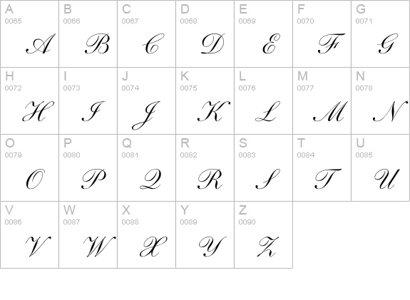 Andante uppercase A-Z preview