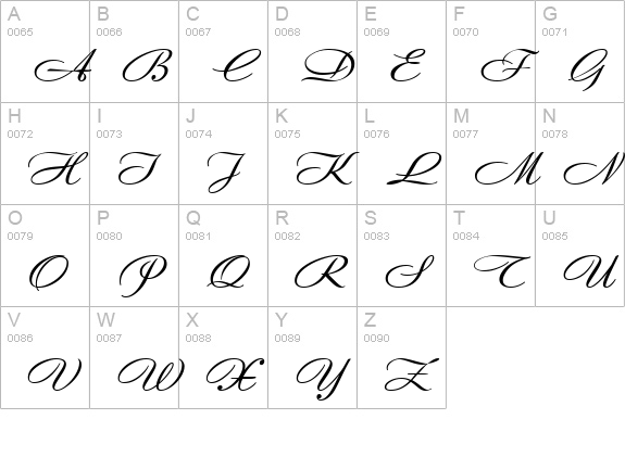 AndantinoJF uppercase A-Z preview