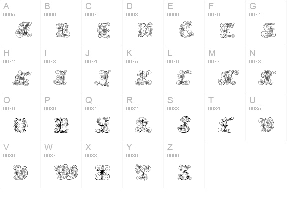 Andrade Swash uppercase A-Z preview