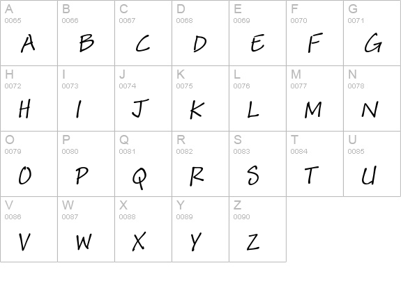 Andy Std Italic uppercase A-Z preview